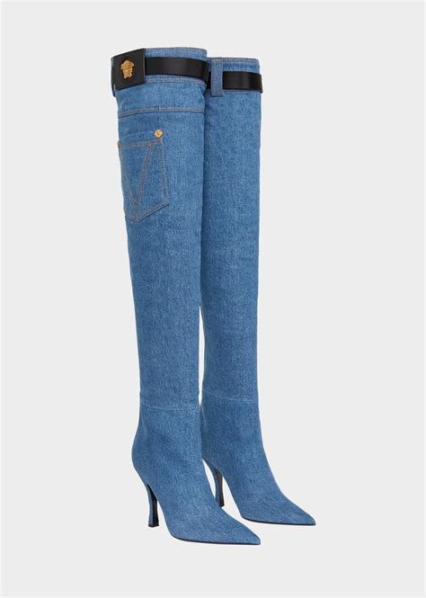 versace women's boots|versace denim boots.